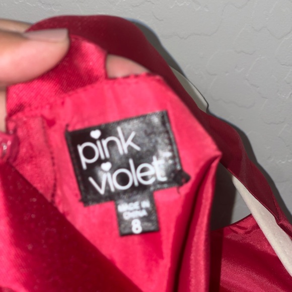 Girls Pink & Violet Red Holiday Dress - Picture 3 of 5